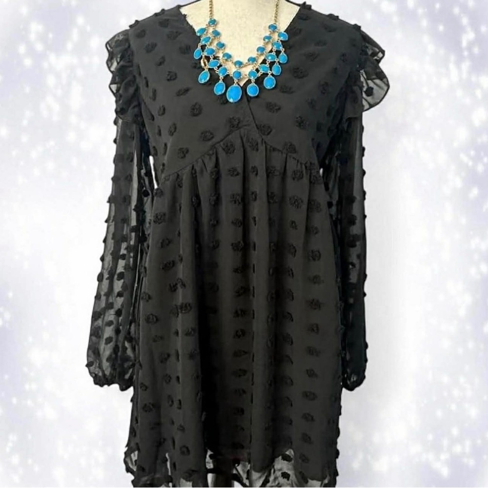 Cupshe Fairy Grunge Popcorn Texture Long Sleeve Mini Dress